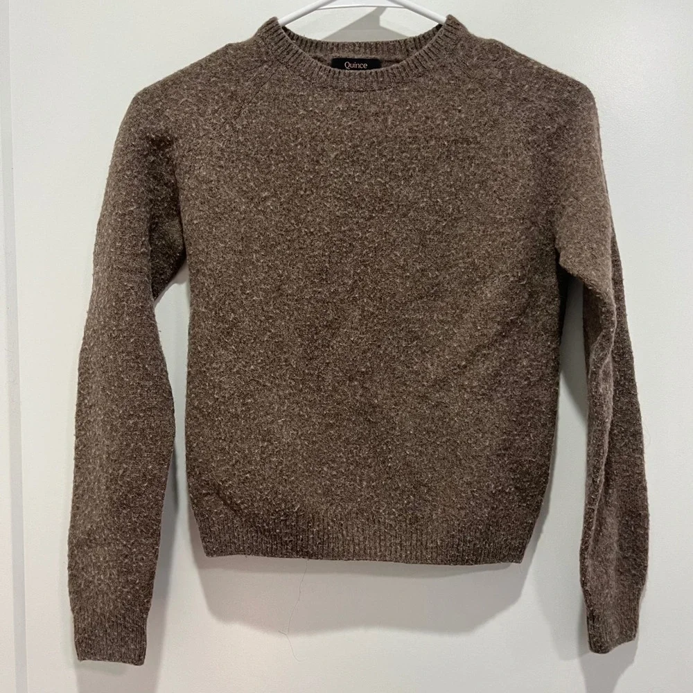 Quince 100% Yak Wool Crewneck Sweater Brown Marl Raglan Knit Mens Small STIEC01
